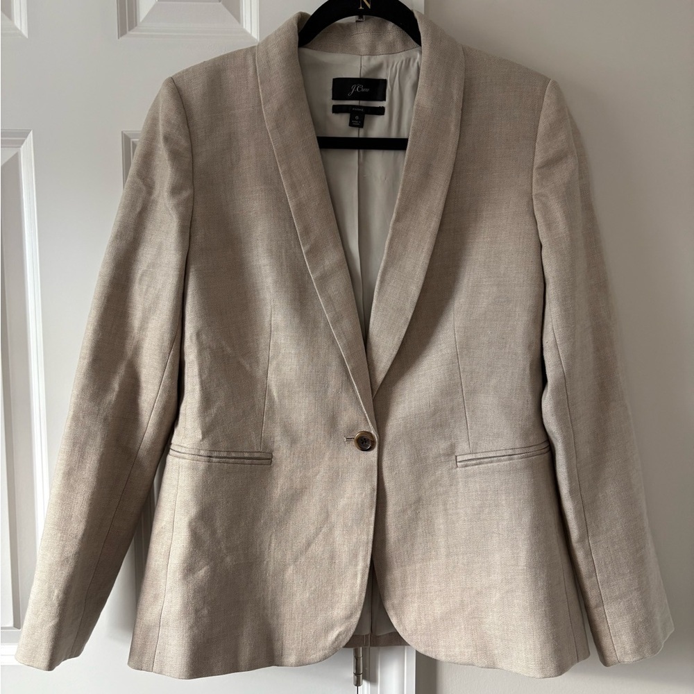 J. Crew Parke Tan Blazer with Shawl Lapels and Tailored Fit